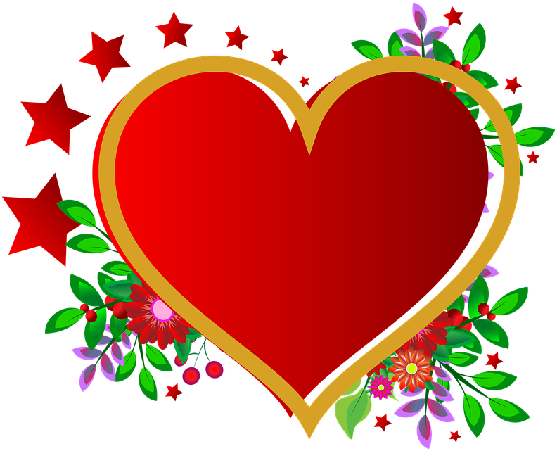 A Heart With Flowers And Stars