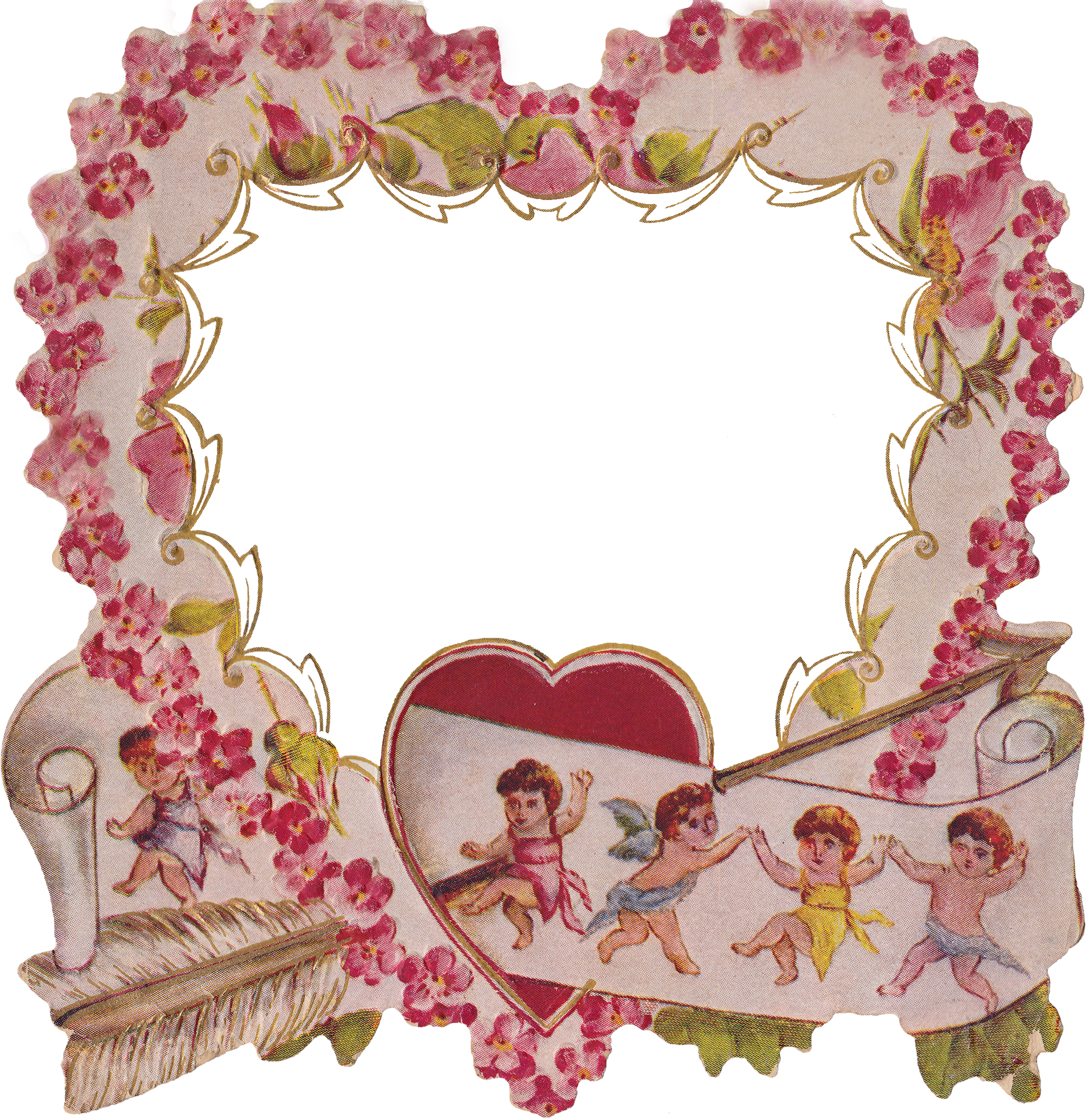 A Frame With Flowers And Angels