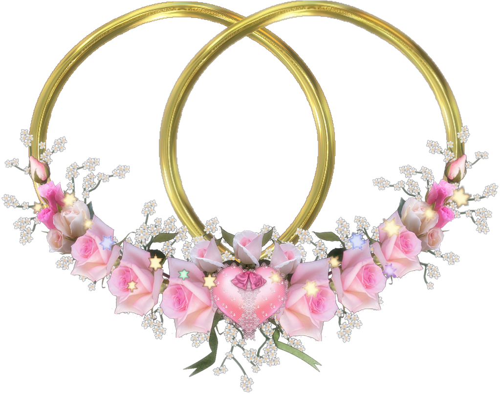 A Gold Rings With Flowers And A Heart With Tianjin Eye In The Background