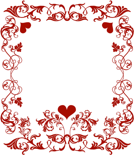 A Black And Red Border With Hearts And Leaves
