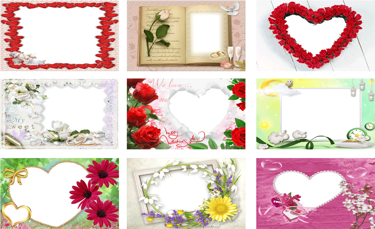 A Collage Of Photos Of Flowers And Hearts