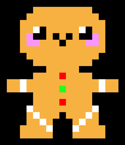 A Pixel Art Of A Gingerbread Man