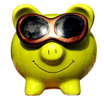 A Yellow Piggy Bank With Sunglasses