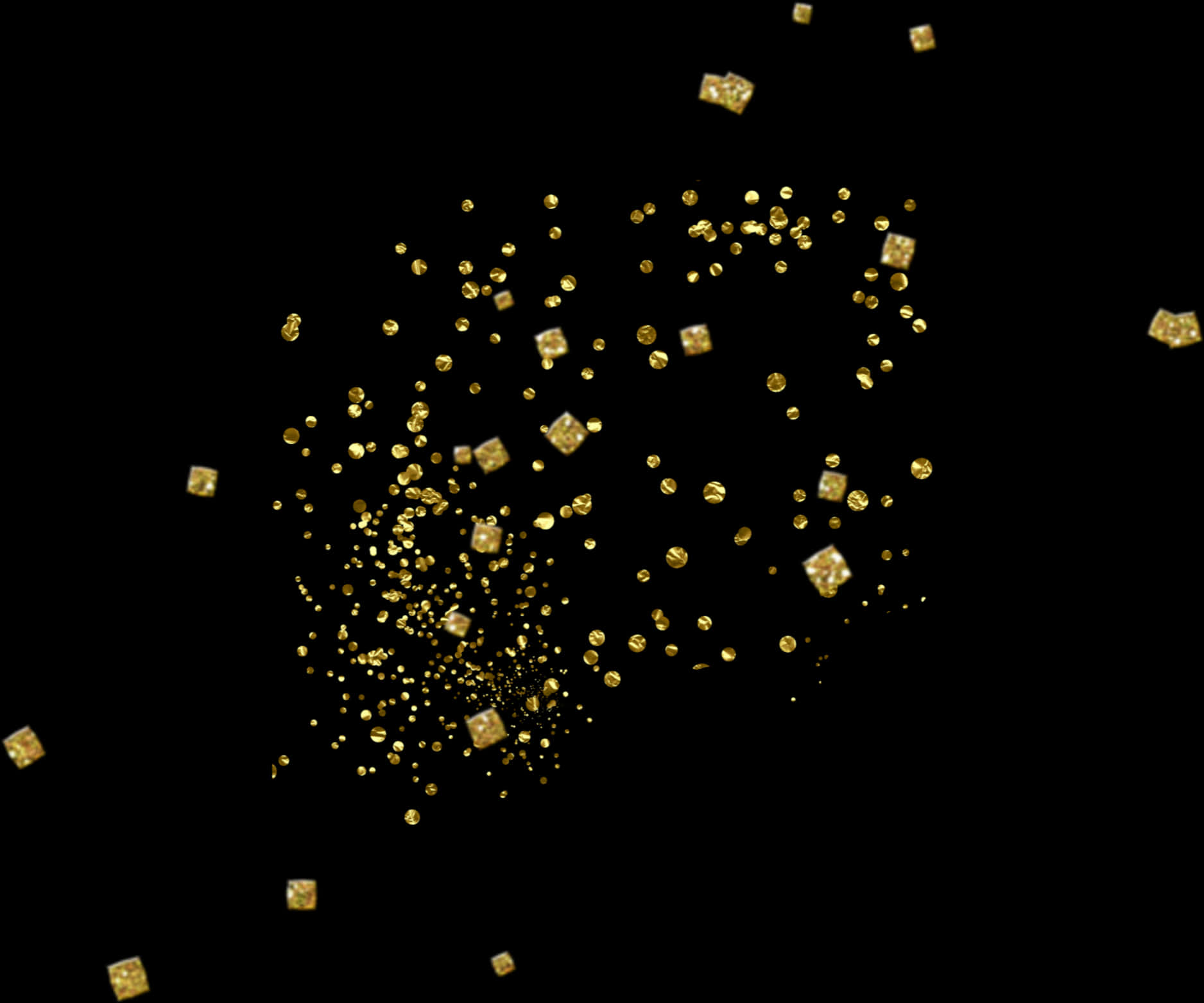 Gold Glittery Confetti On A Black Background