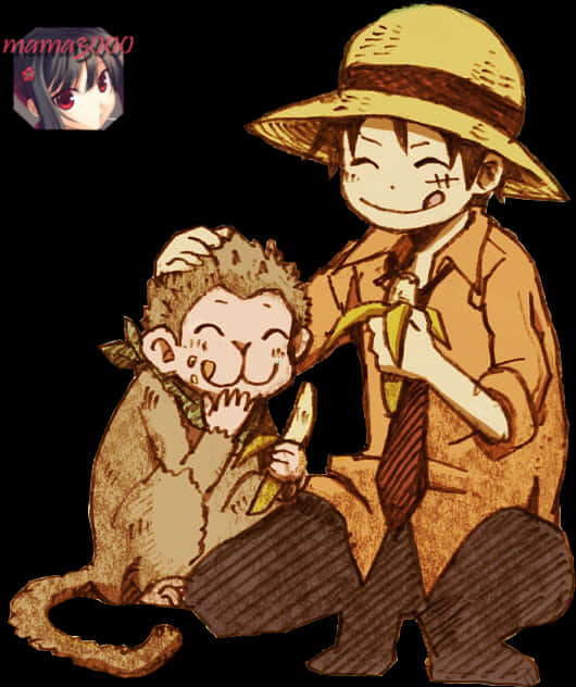 A Cartoon Of A Boy And A Monkey