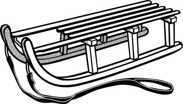 A Black And White Illustration Of A Sled