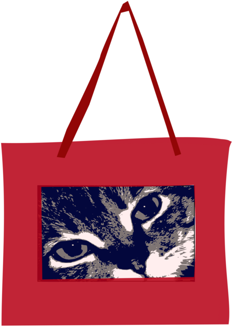 A Cat's Face On A Red Bag