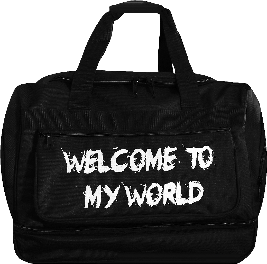 A Black Bag With White Text