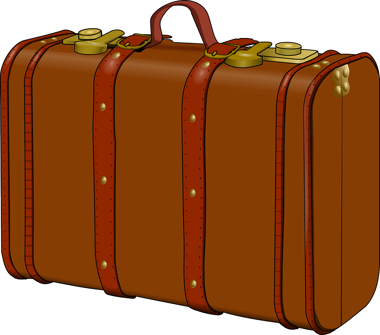 A Brown Suitcase With Gold Trim