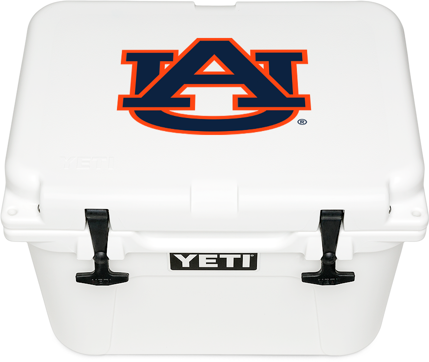A White Cooler With A Logo On It