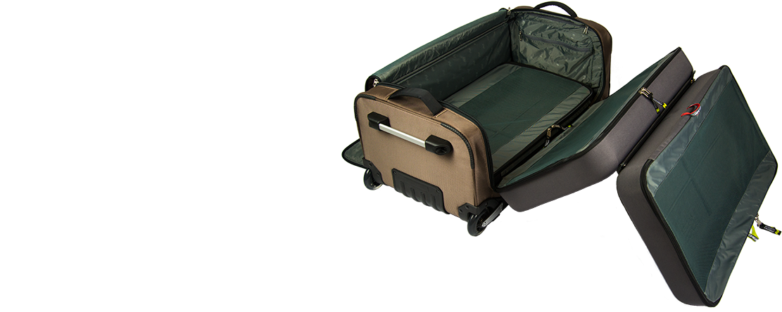 A Suitcase With Wheels And A Black Background
