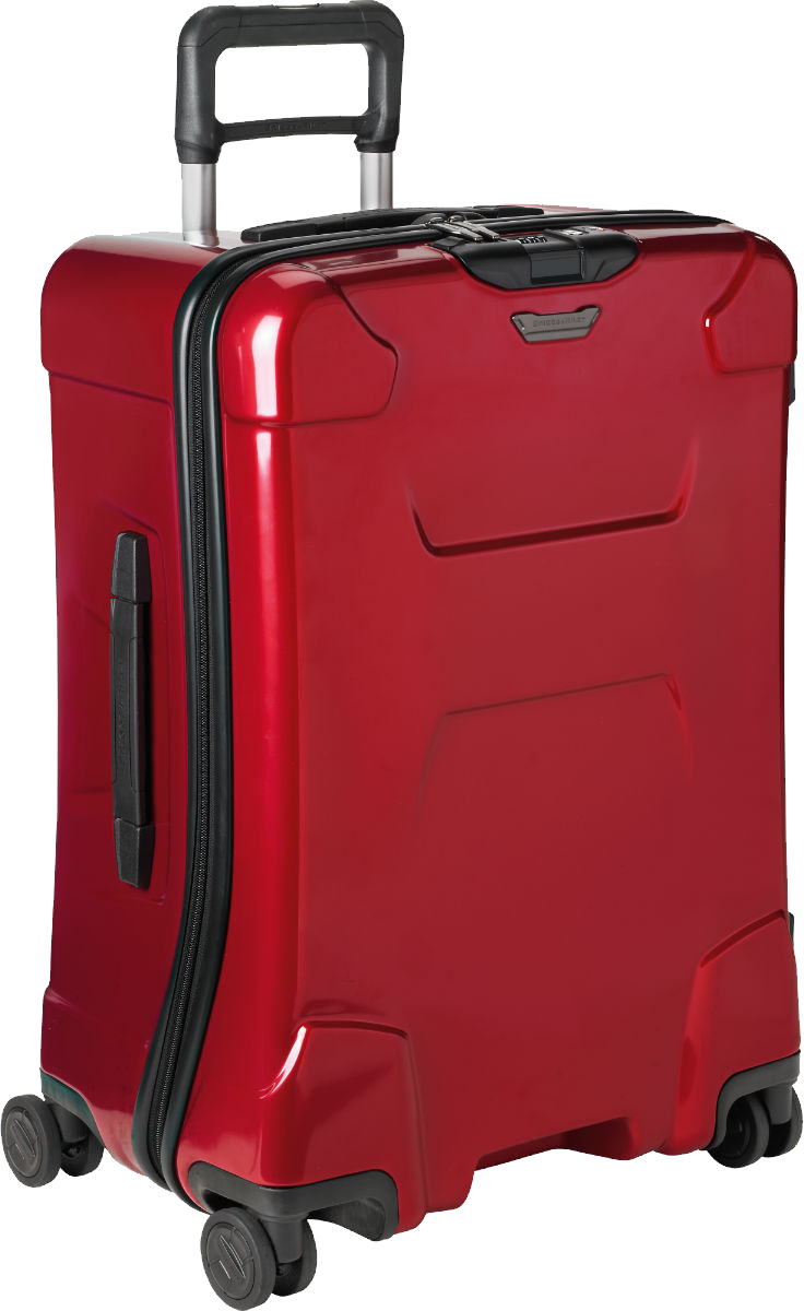 A Red Suitcase With Black Handles