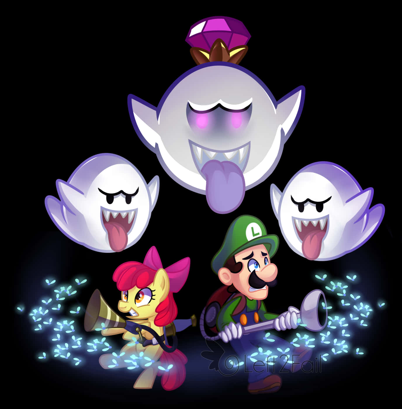 Cartoon Characters With Ghosts And A Diamond