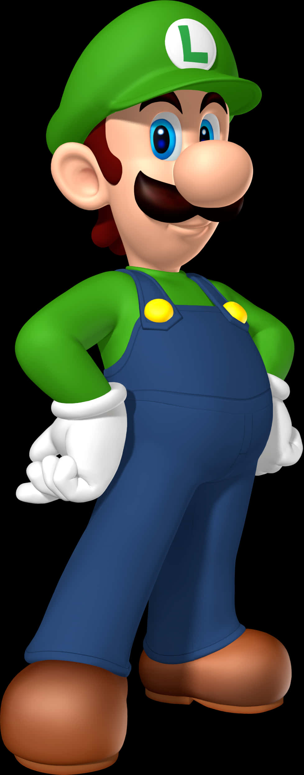 A Cartoon Character Wearing Blue Overalls And Green Shirt