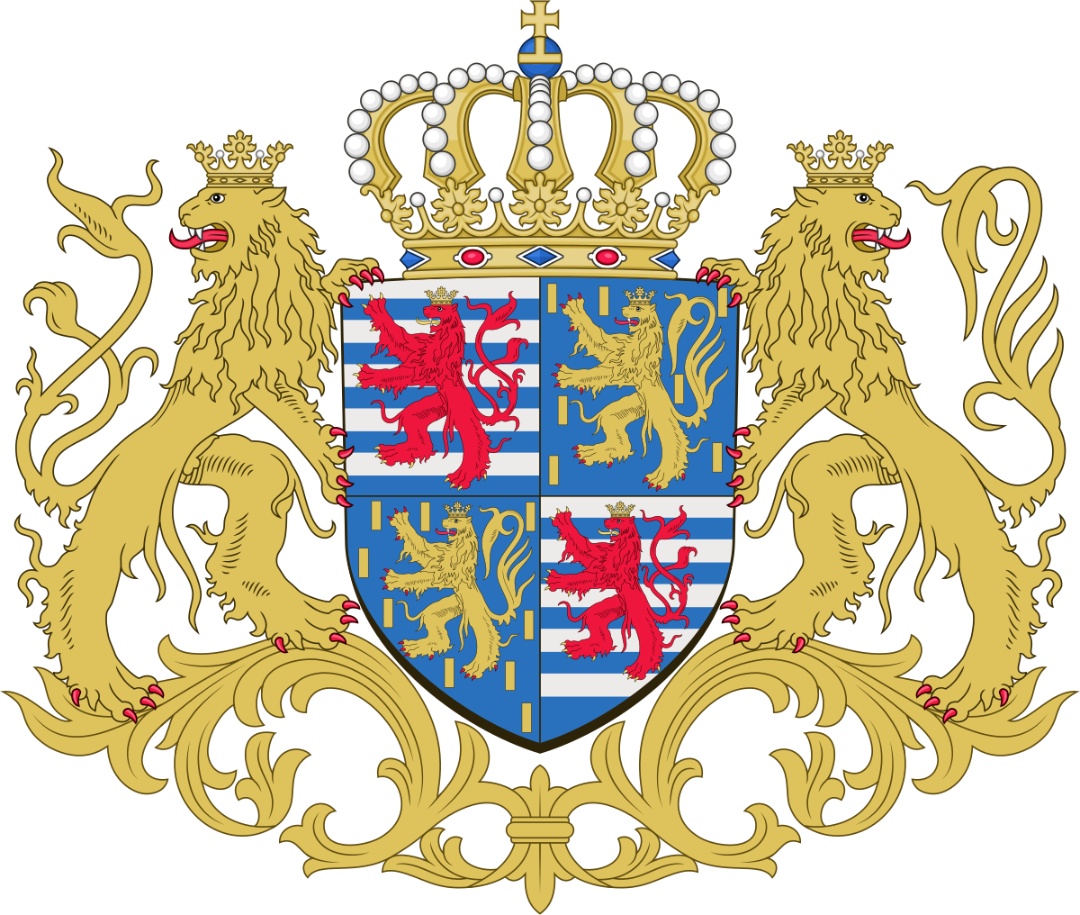 A Coat Of Arms With Lions And Crown