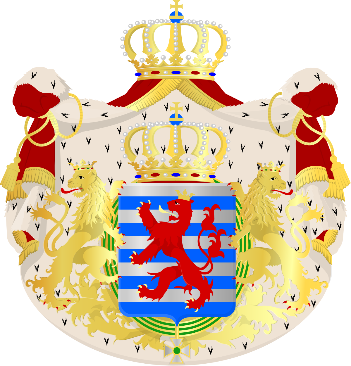 A Coat Of Arms With Lions And A Crown