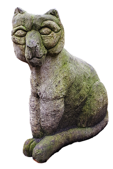 A Stone Statue Of A Cat