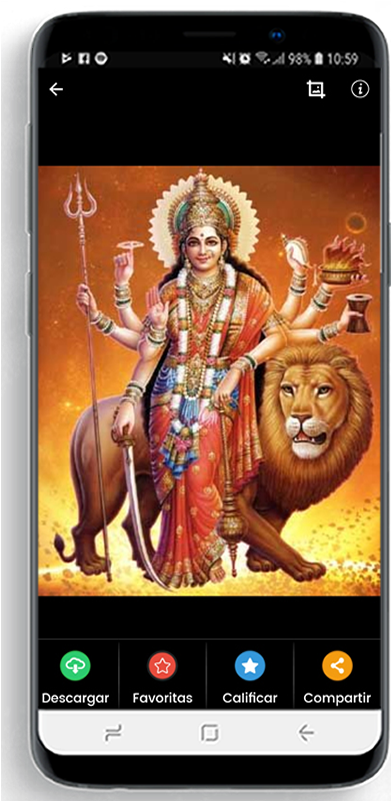 A Phone Screen With A Painting Of A Woman Holding Multiple Arms