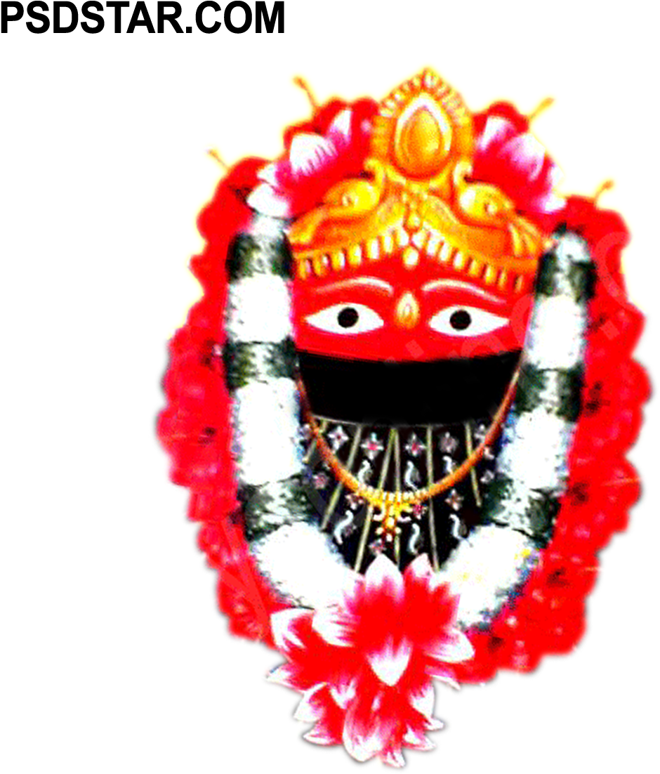 A Red And Gold Mask With Flowers