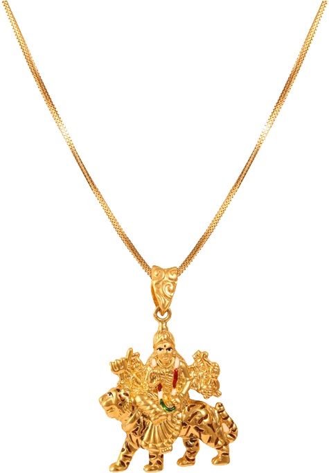 A Gold Necklace With A Pendant On It