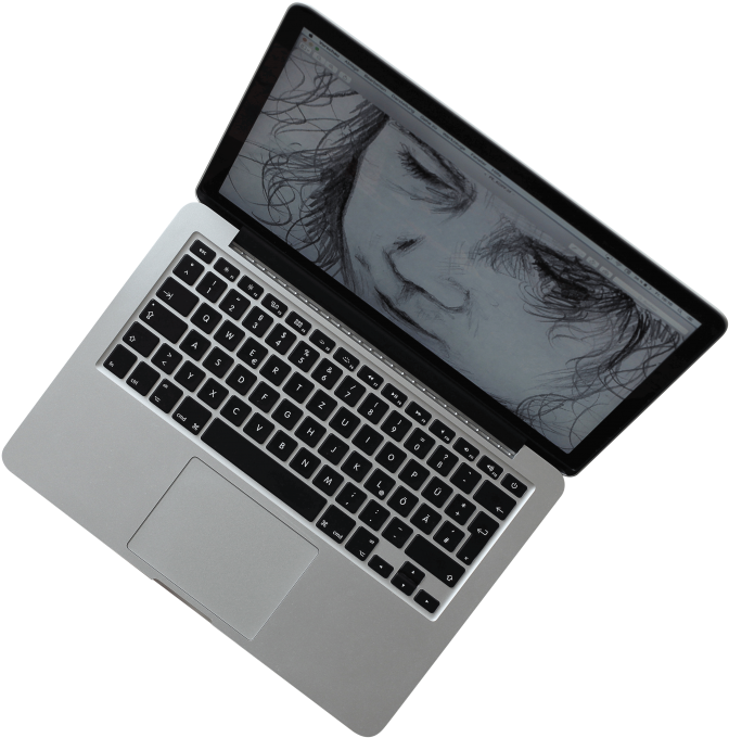 A Laptop With A Face On The Screen