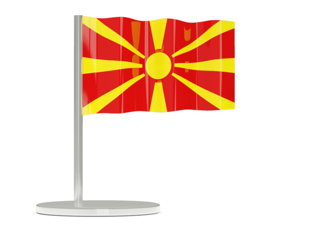 A Red And Yellow Flag On A White Stand