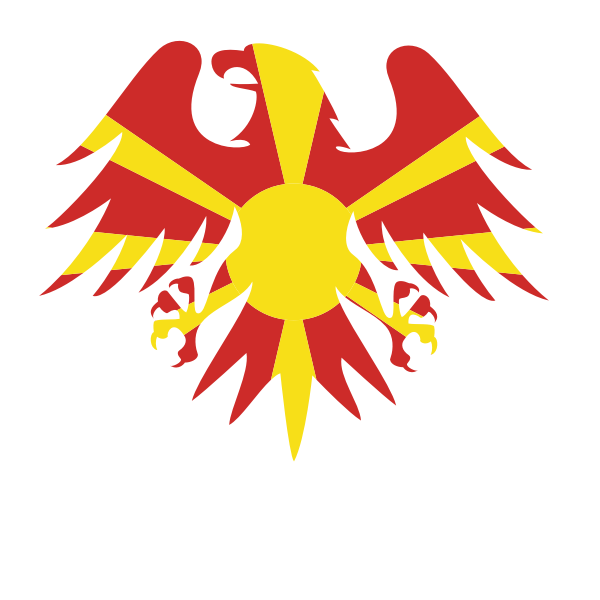 A Red And Yellow Eagle With A Sun