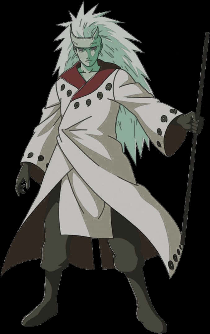 A Cartoon Character With Long Hair And A Long White Coat