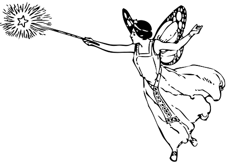 A Black And White Of A Fairy
