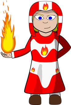 A Cartoon Of A Girl Holding A Flame