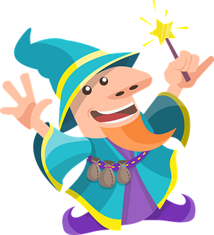 A Cartoon Of A Wizard Holding A Wand