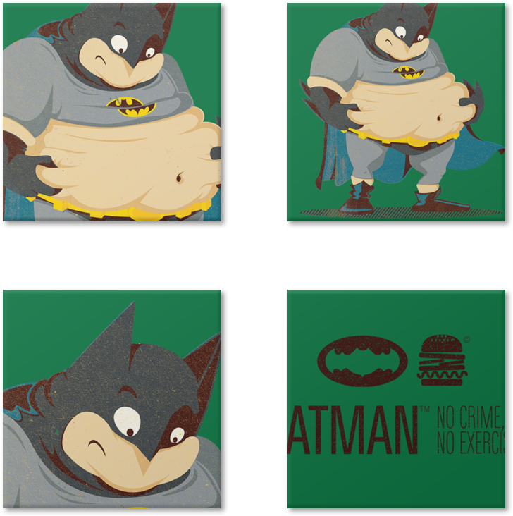 A Collage Of Images Of A Fat Batman
