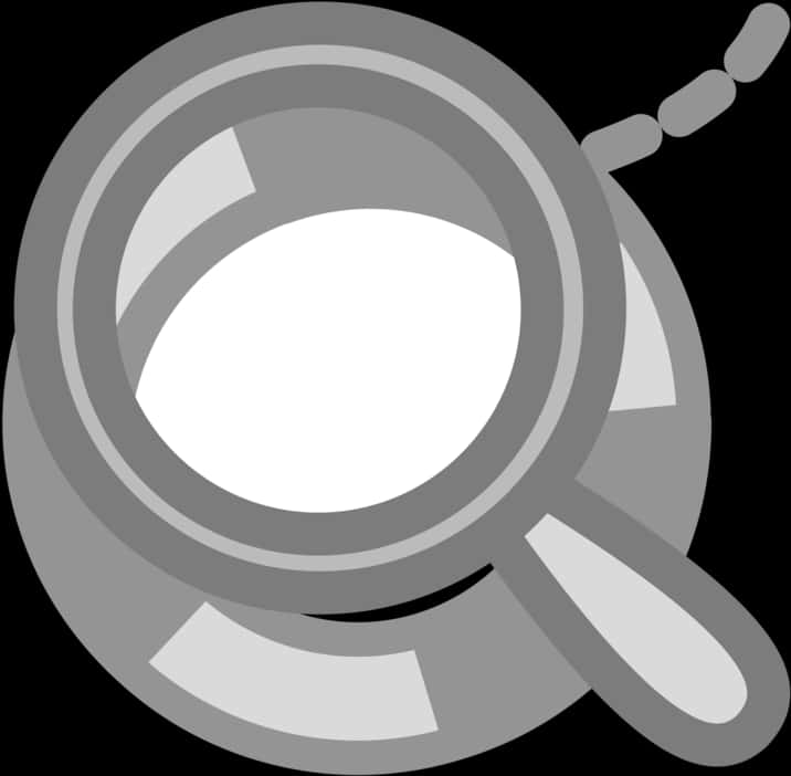 A Grey And White Pan With A Magnifying Glass