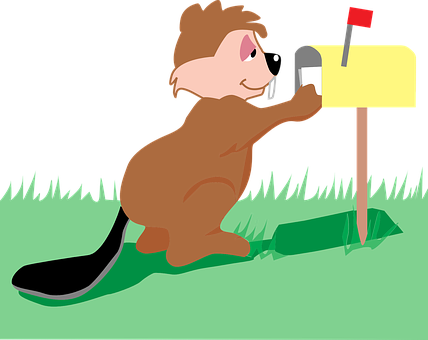 Cartoon A Beaver With A Mailbox