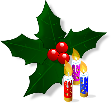 A Holly Berry And Candles