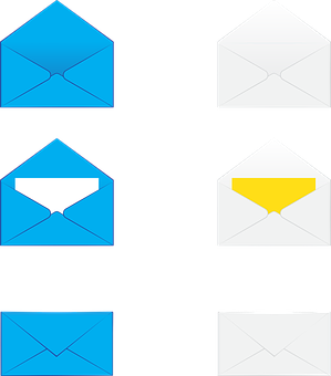 A Group Of Envelopes With A Yellow And White Envelope
