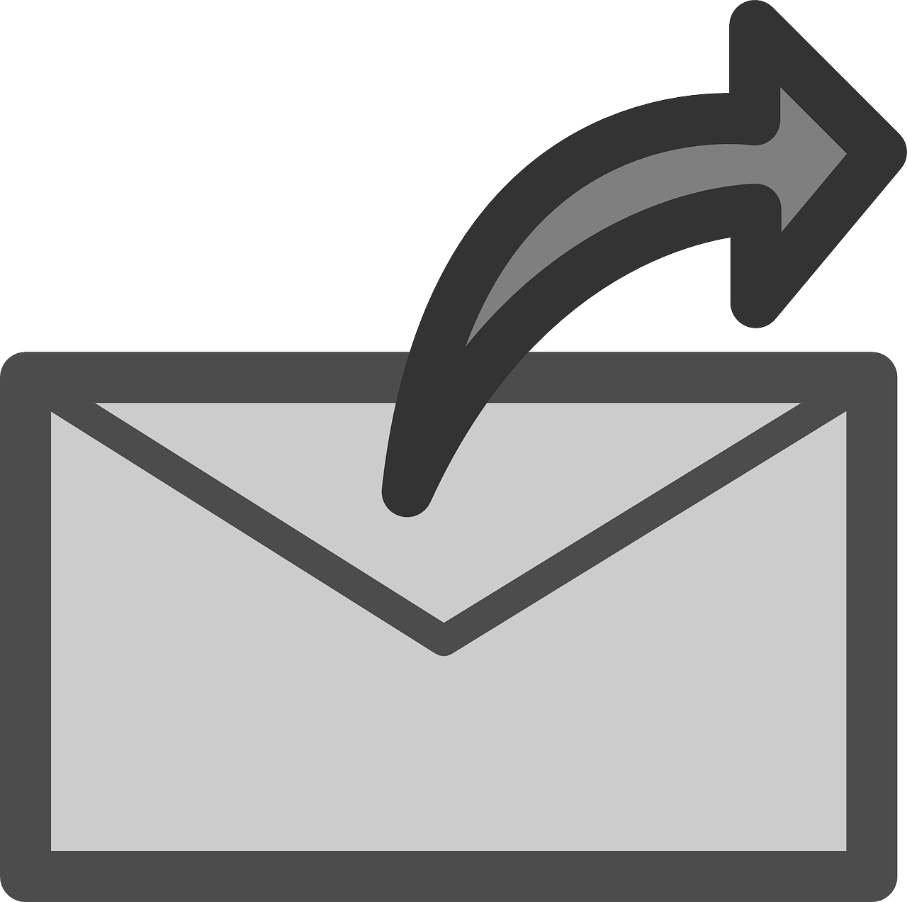 A Grey And White Envelope With An Arrow Pointing To It