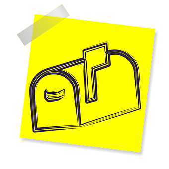 A Yellow Post It Note With A Black Outline Of A Mailbox