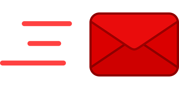 A Red Letter E And A Square Envelope
