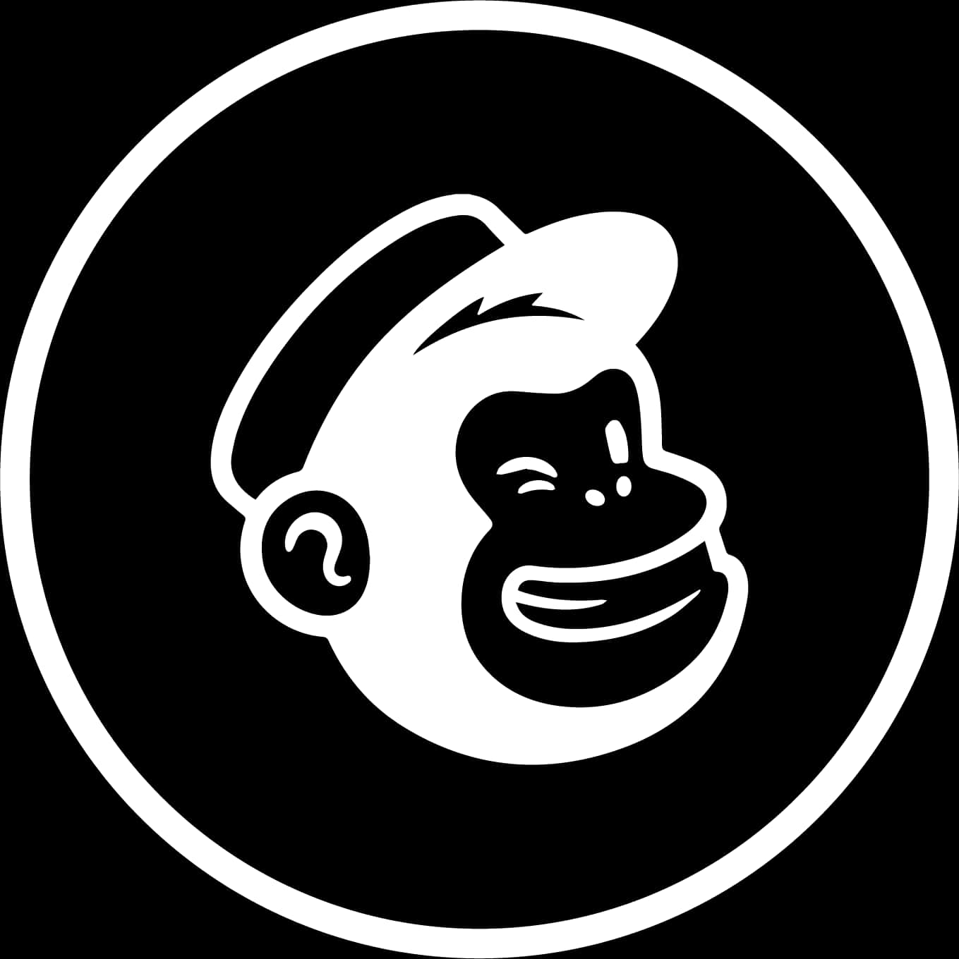 White Mailchimp Logo Icon Inside Circle