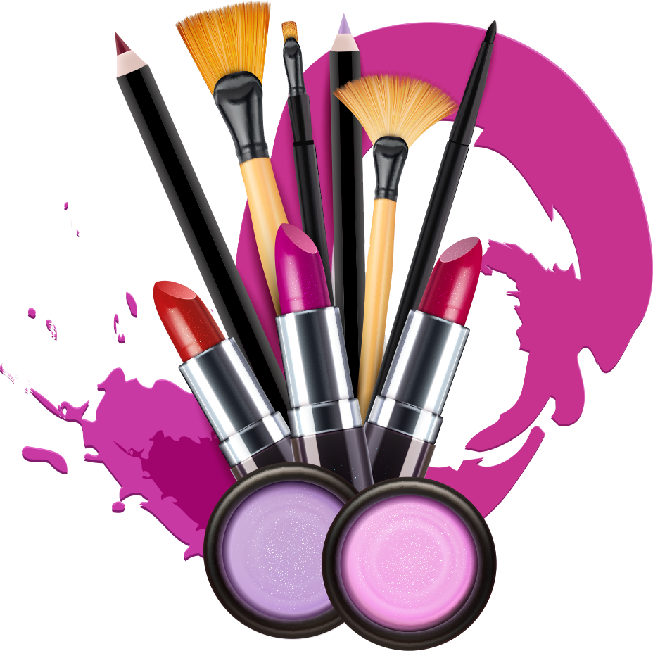 A Group Of Makeup Brushes And Lipsticks