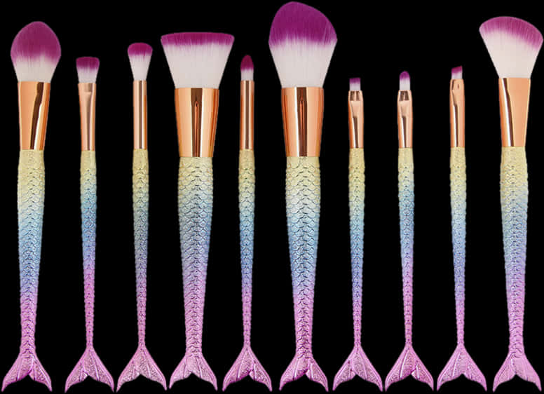 A Group Of Mermaid Makeup Brushes