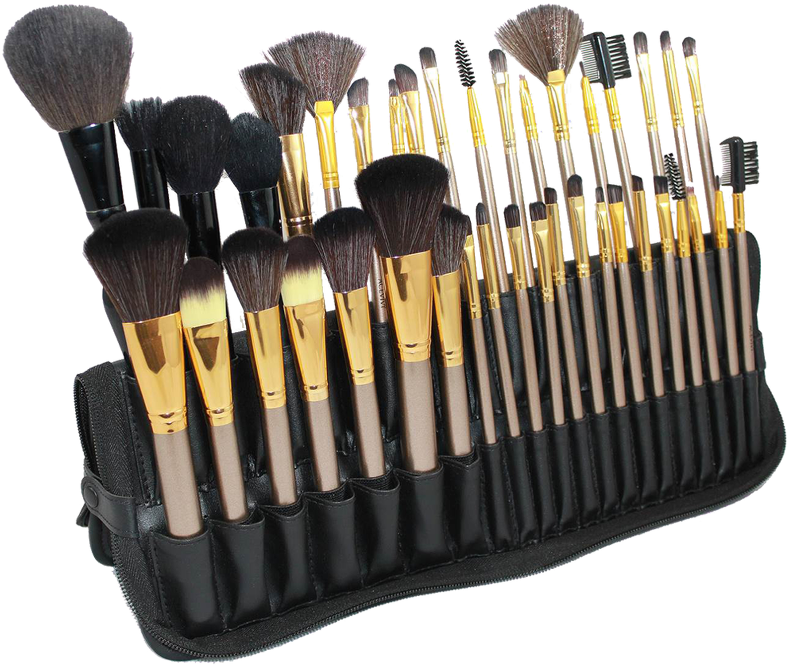 A Group Of Makeup Brushes In A Black Case