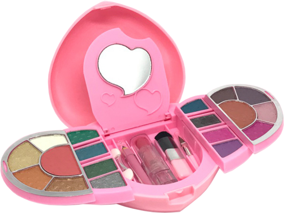 A Pink Makeup Case With A Mirror And A Mirror