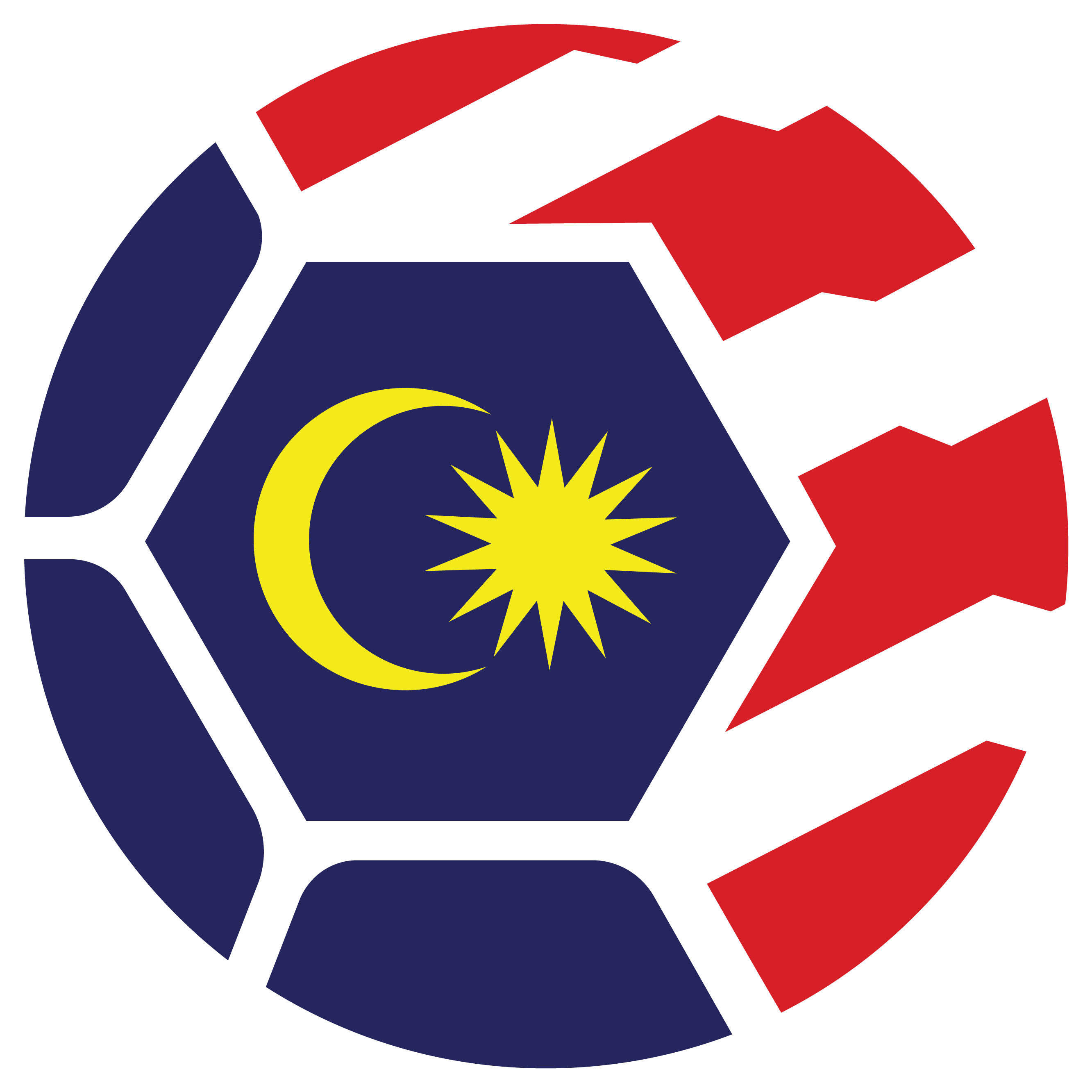 A Red White And Blue Football Ball With A Yellow Crescent And A Star