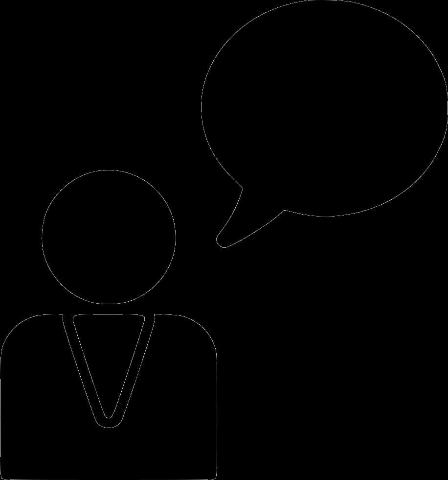 A Black And White Outline Of A Person With A Speech Bubble