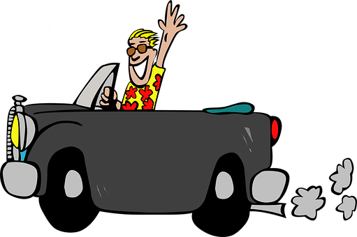 A Cartoon Of A Man In A Car