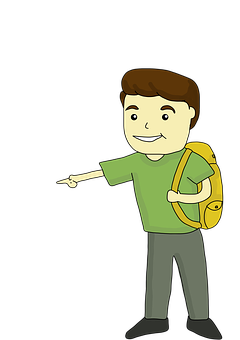 A Cartoon Of A Boy Pointing At Something