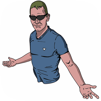 A Man Wearing Sunglasses And A Blue Shirt