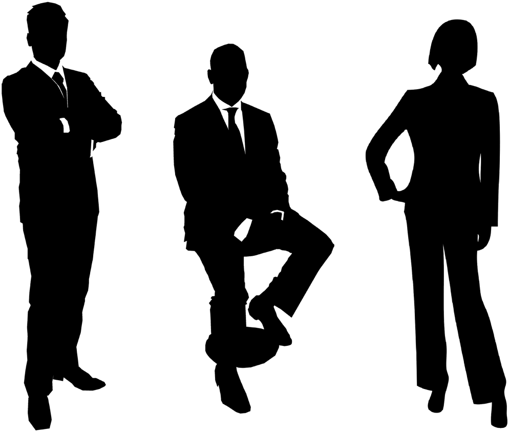 Silhouettes Of People In Suits Standing And Posing For The Camera